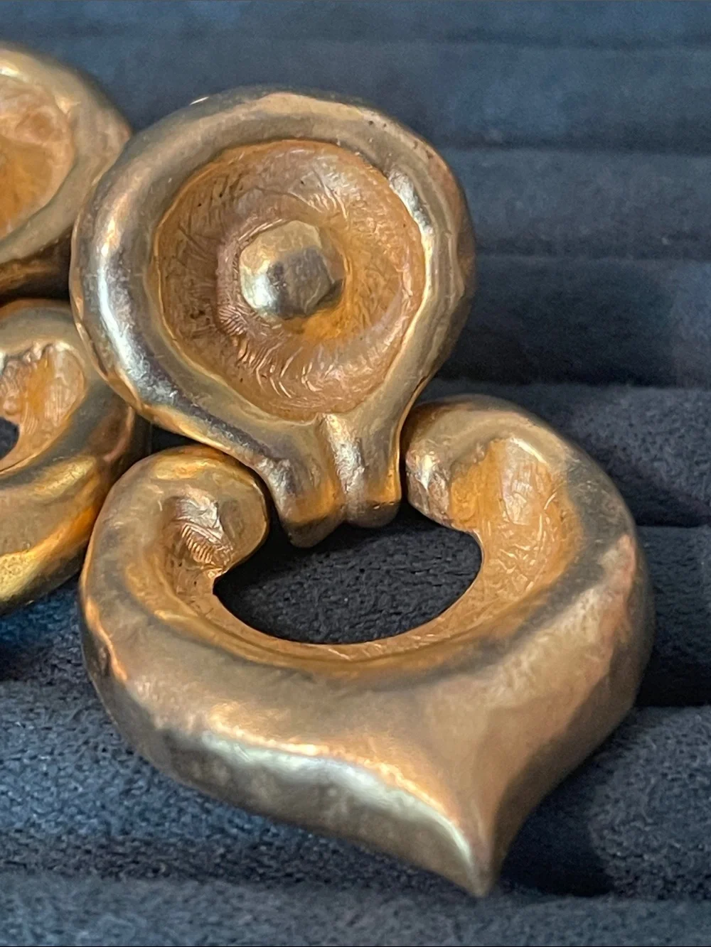 Vintage Anne Klein Runway Aesthetic Gold-Tone Door-Knocker Clip On Earrings